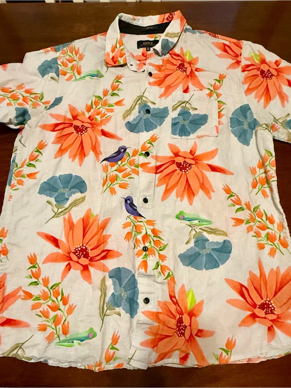 Roark Men's Floral Button-Up Shirt - Orange & Blue